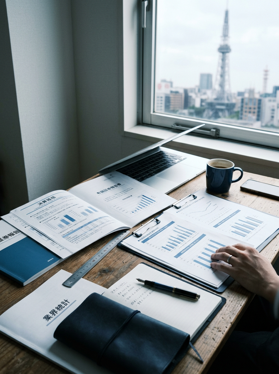 名古屋市中区栄の編集部執筆机と資料